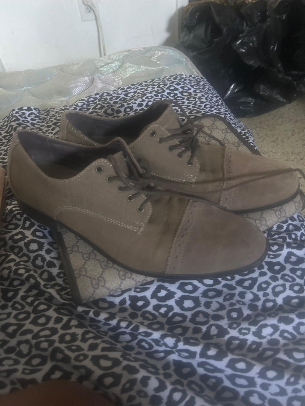 Penguin men Taupe Suede Lace-Up Dress Shoes